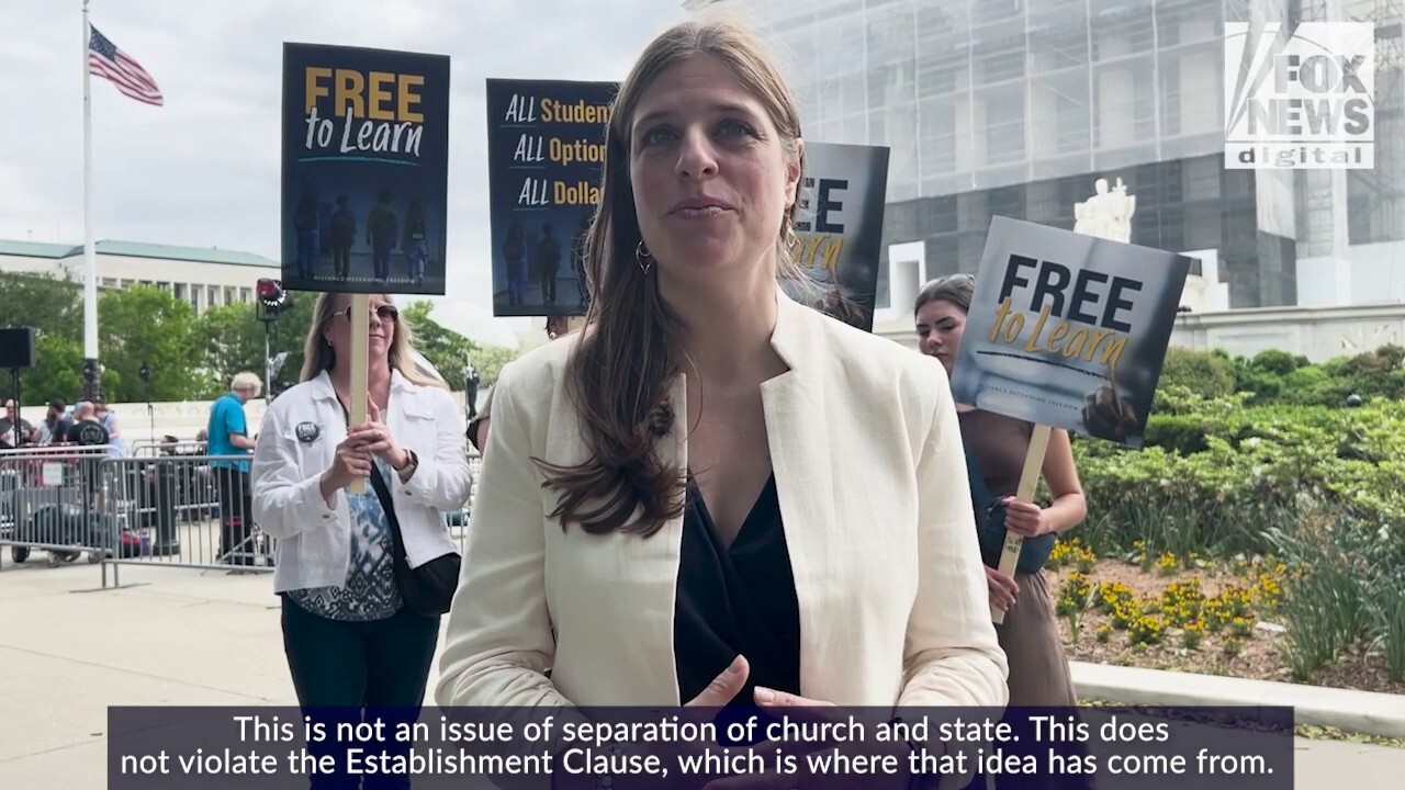  School choice supporters protest exclusion of religious charter in Supreme Court case