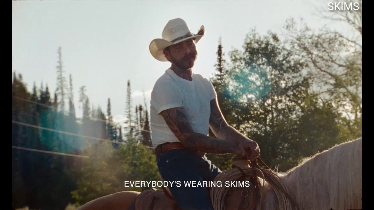 Post Malone rides on horseback in a new SKIMS ad