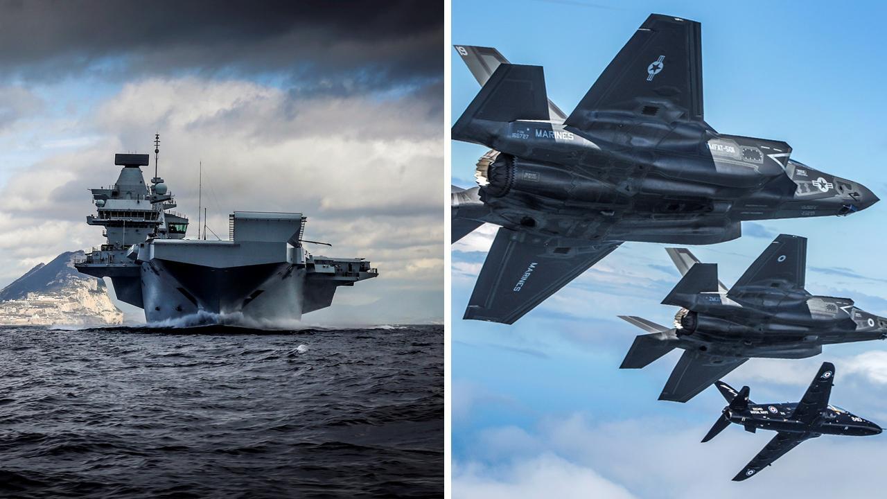 British warship joins forces with American F-35B jets