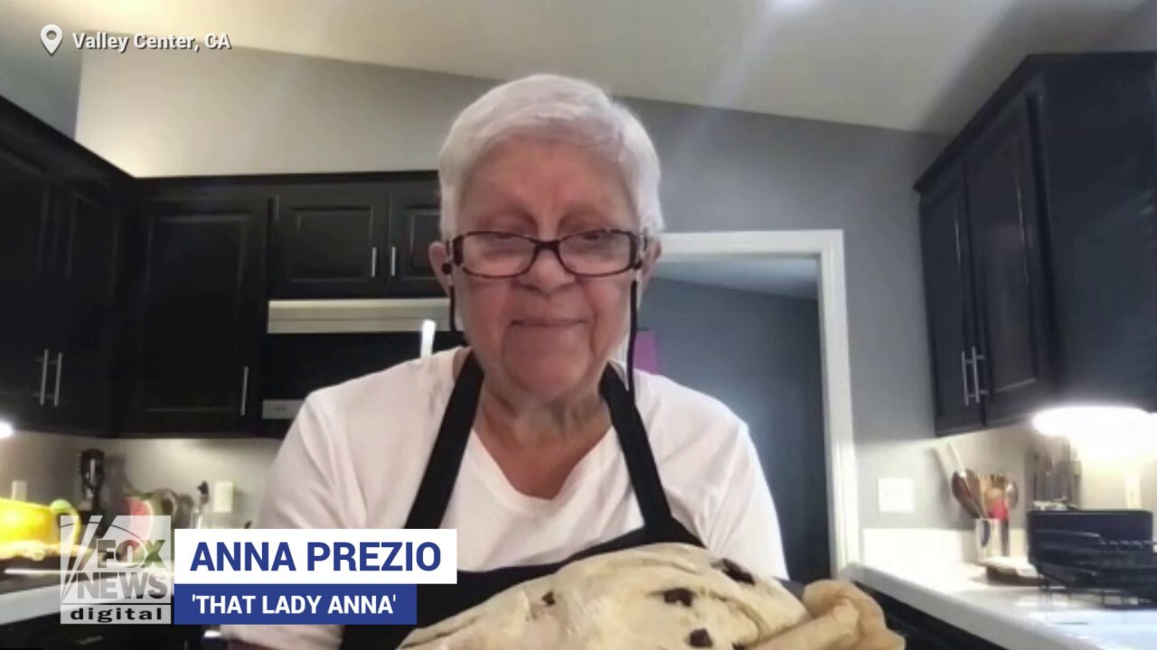 Italian-born cook shows off bread she's making