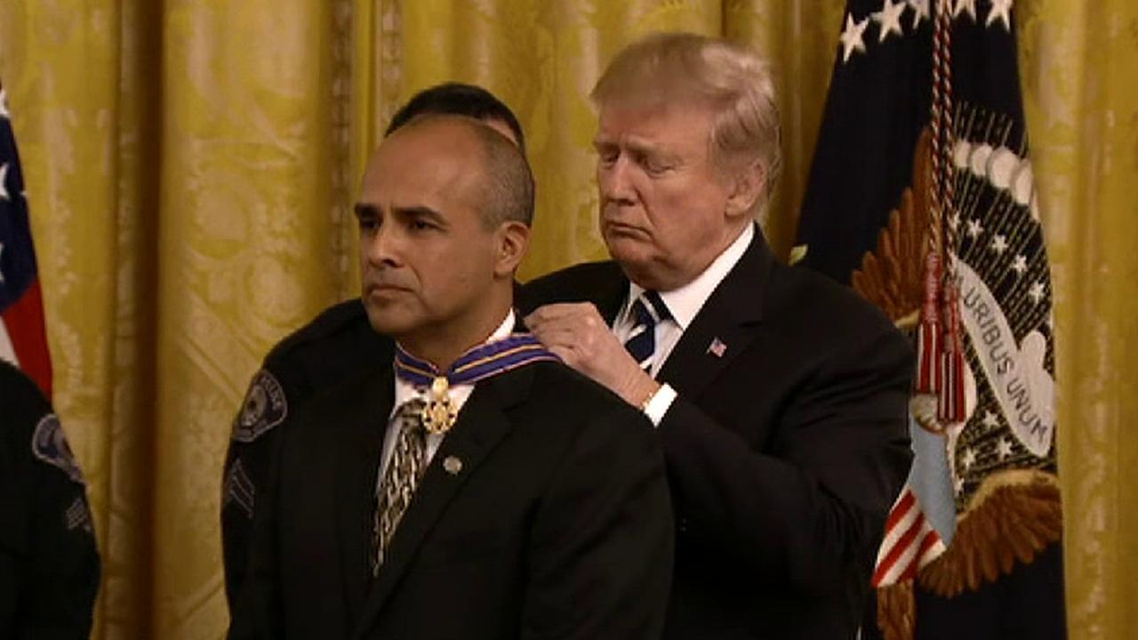 President Trump awards the Medal of Valor to select public safety officers	
