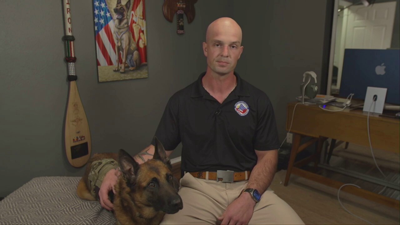 Ret. Staff Sgt. Alex Schnell and Belgian shepherd Bass join ‘Tucker Carlson Tonight’ to share their story of service and sacrifice.