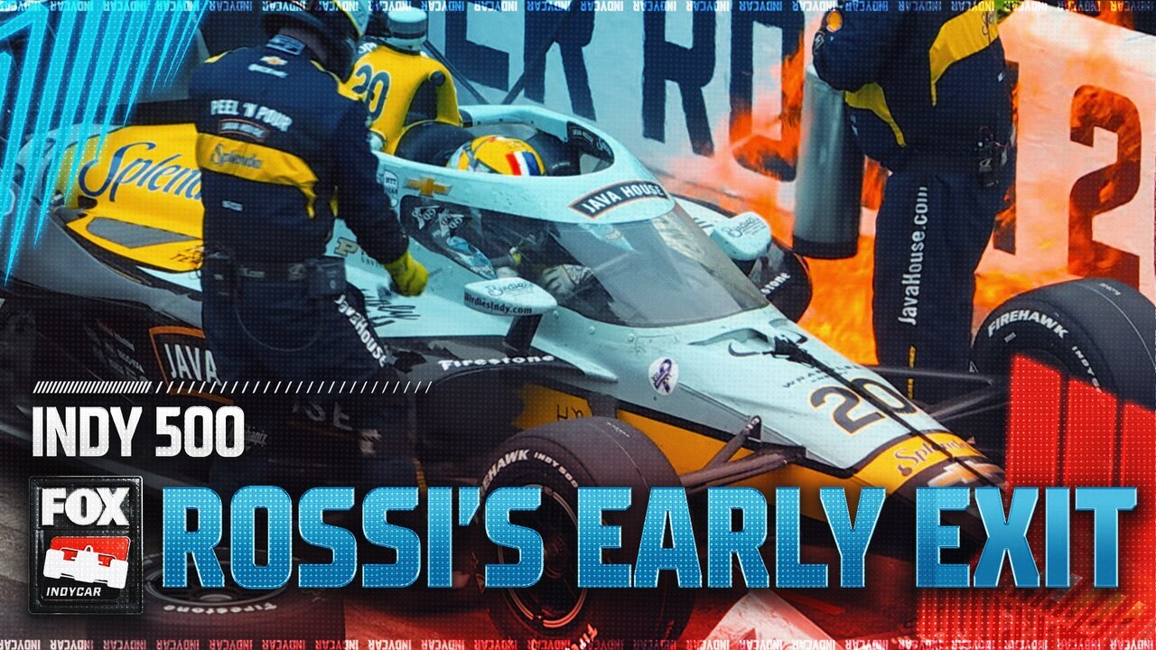 Indy 500: Alexander Rossi's vehicle catches on fire during pit stop | INDYCAR on FOX