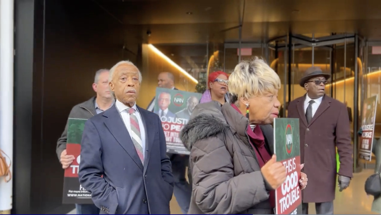 MSNBC's Al Sharpton participates in protest against Bill Ackman