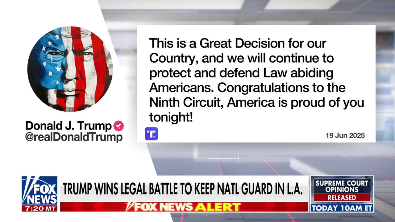 Trump scores major win to keep National Guard in LA: 'Great decision for our country'