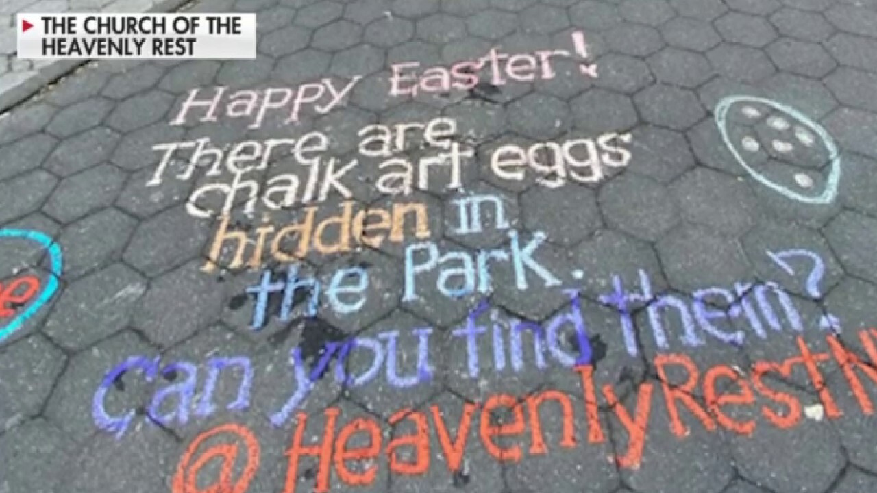 Church creates chalk Easter egg hunt in Central Park; hospital celebrates married couple who beat COVID-19