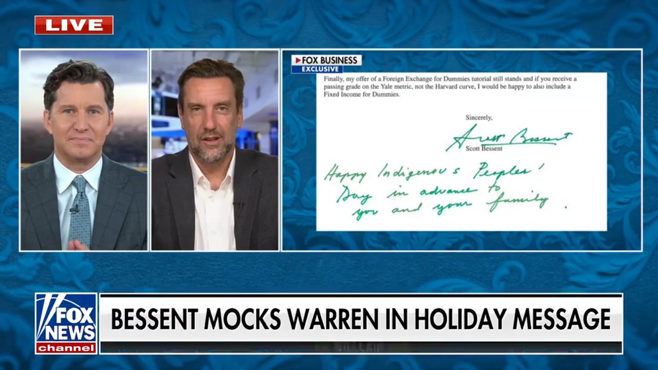 Scott Bessent wishes Elizabeth Warren a happy Indigenous Peoples Day