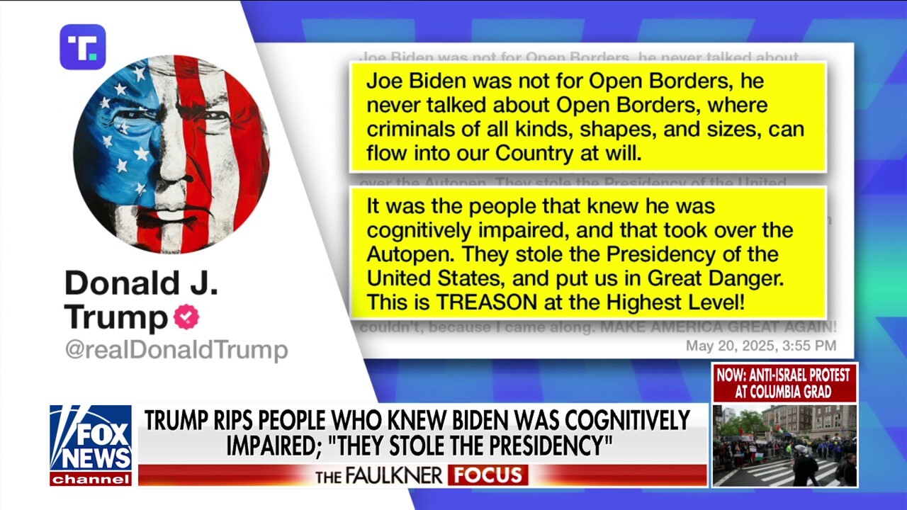 Trump accuses Biden's inner circle of 'treason': 'They stole the presidency'