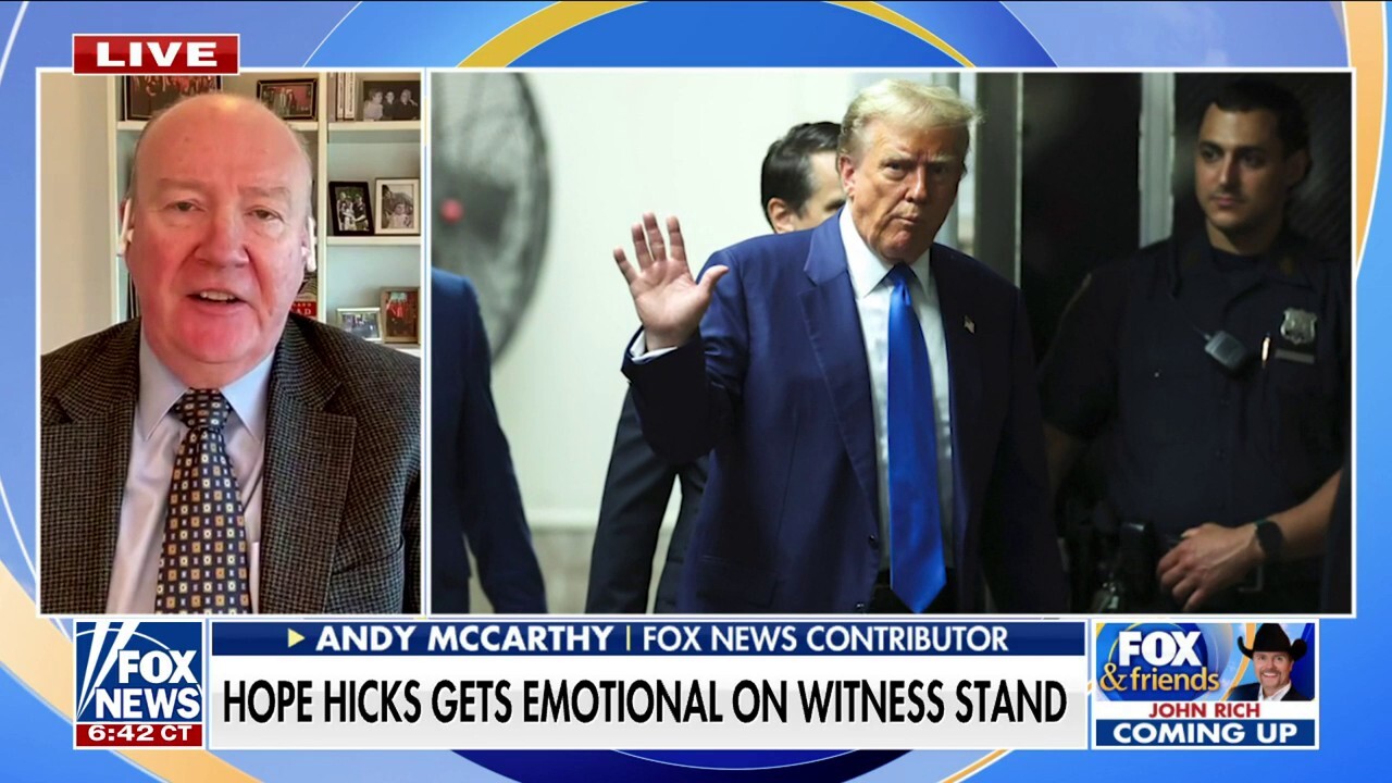 Fox News contributor Andy McCarthy joins ‘Fox & Friends Weekend’ to discuss former Trump aide Hope Hicks’ testimony in the N.Y. v. Trump case.