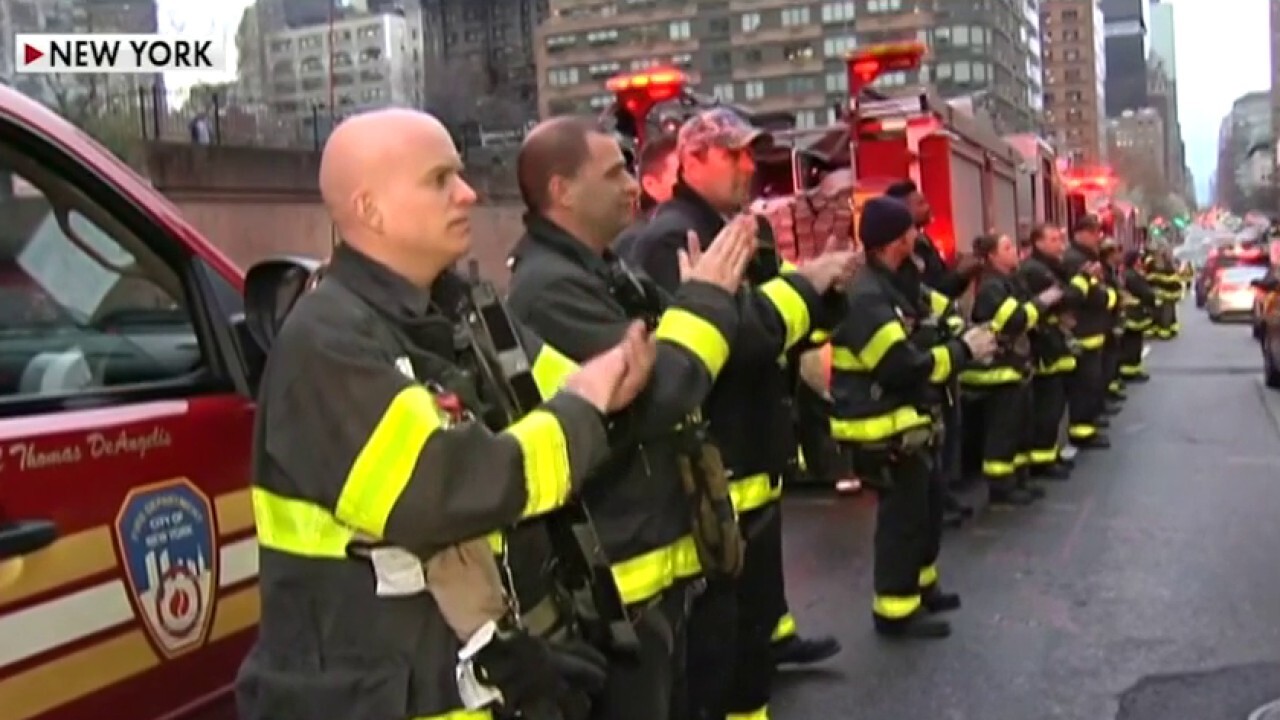 Firefighters salute health care workers in New York City