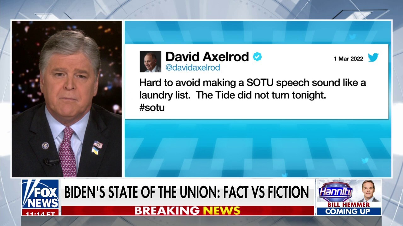 Sean Hannity says Biden's State of the Union address 'defined America last, not America first'