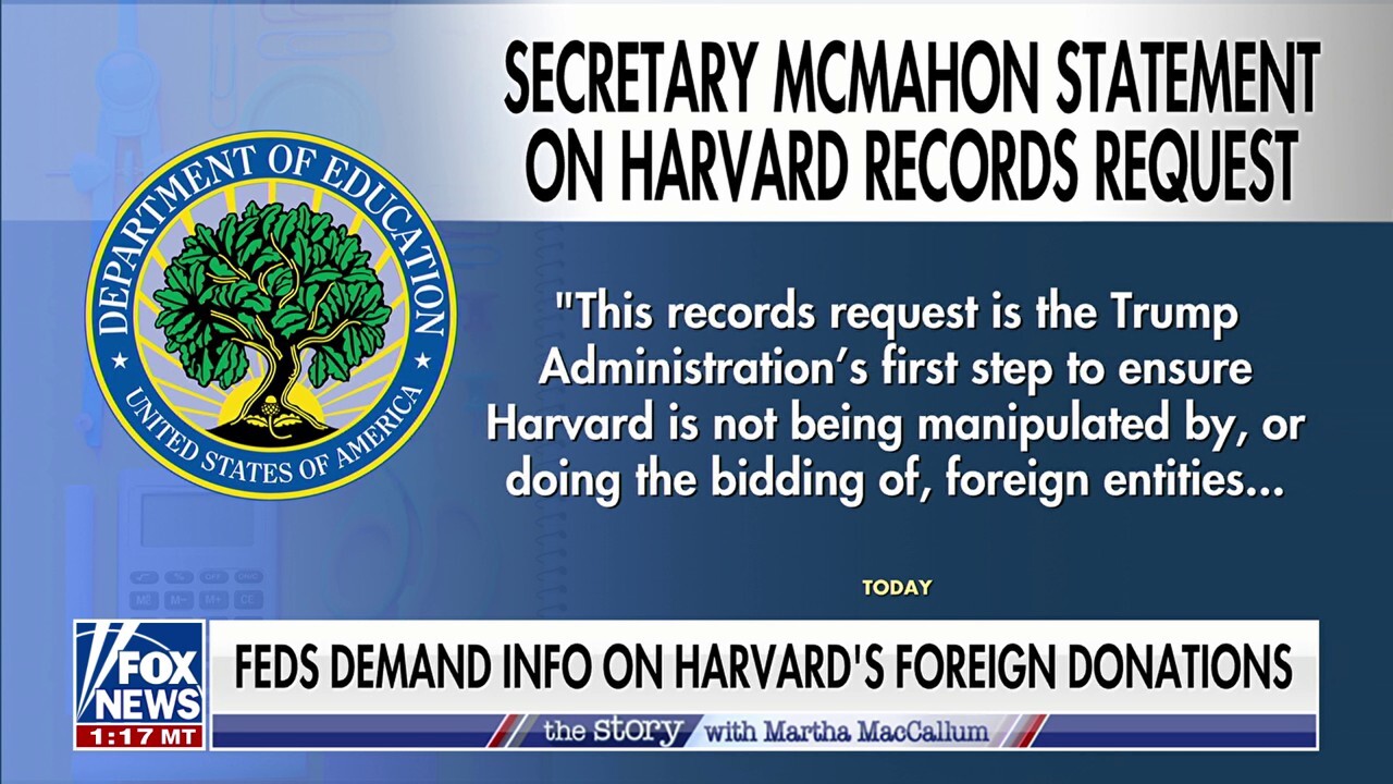 Trump administration demands information on Harvard's alleged foreign donations