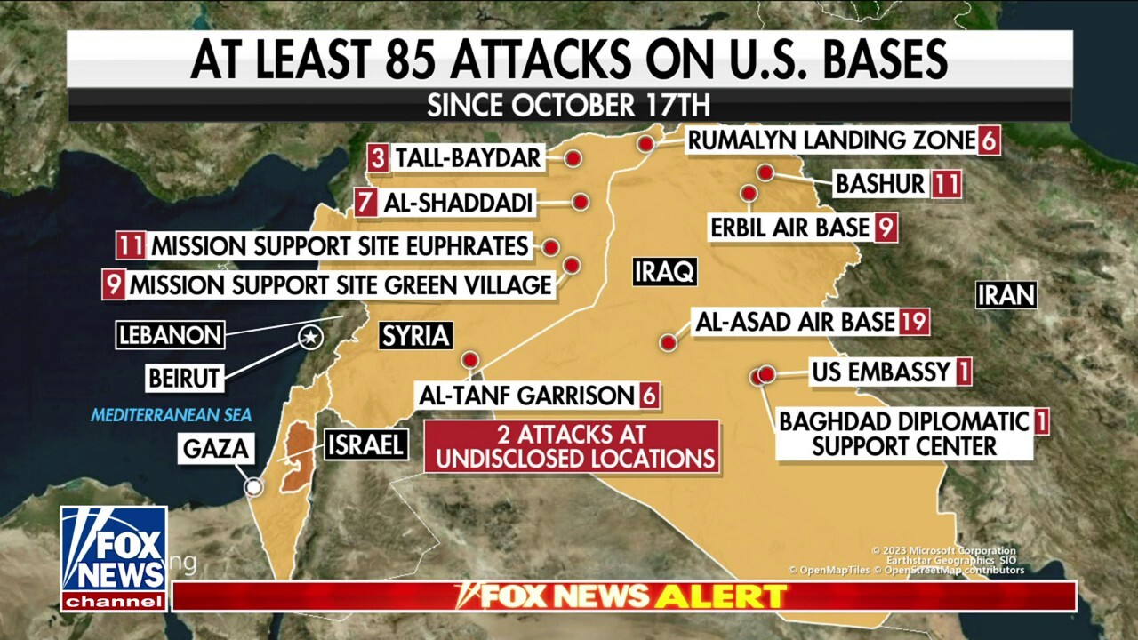 US bases in Iraq, Syria attacked 85 times in two months