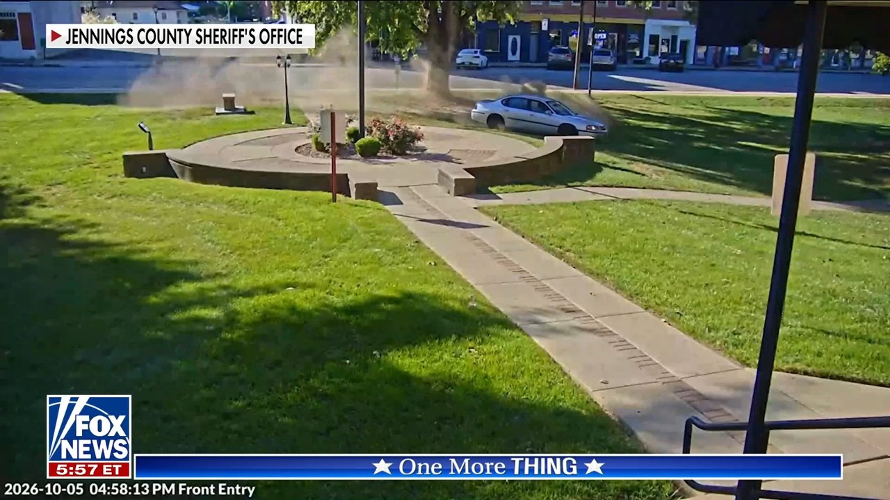 Woman does donuts in her car on Indiana courthouse lawn