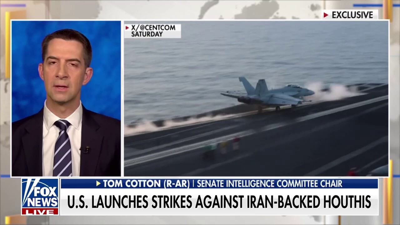 Sen. Tom Cotton praises Trump for 'long overdue' airstrikes of Iranian-backed Houthis