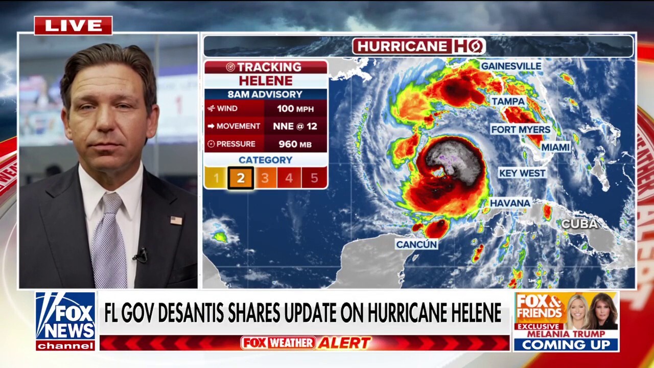 Florida Gov. Ron DeSantis joins 'Fox & Friends' ahead of Hurricane Helene's projected landfall, warning of the impacts from storm surge and wind speed and touting the state's preparedness for a quick response.