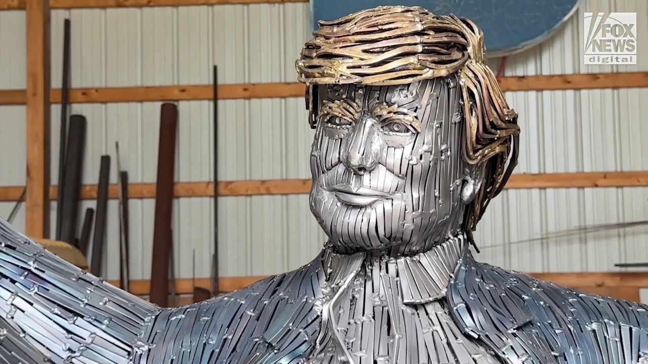 Life-sized statue of 'fighting' Trump made from nails unveiled at assassination attempt site