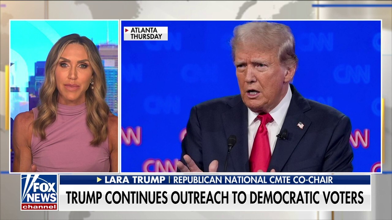 Republican National Committee Co-Chair Lara Trump reacts after the debate between former President Trump and President Biden and shares her prediction for a hypothetical matchup between Trump and Kamala Harris.