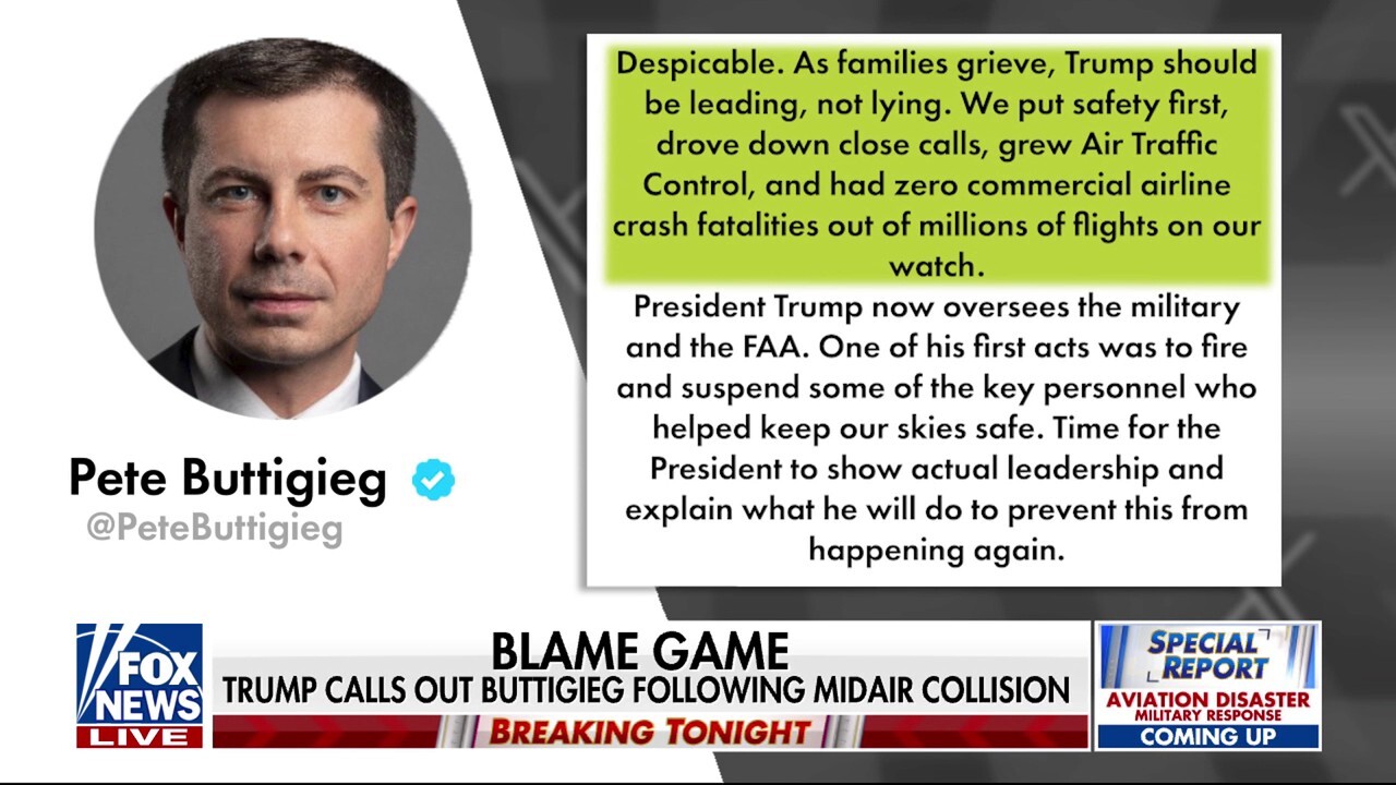 Trump blasts Buttigieg after DC aircraft collision: ‘He’s a disaster’