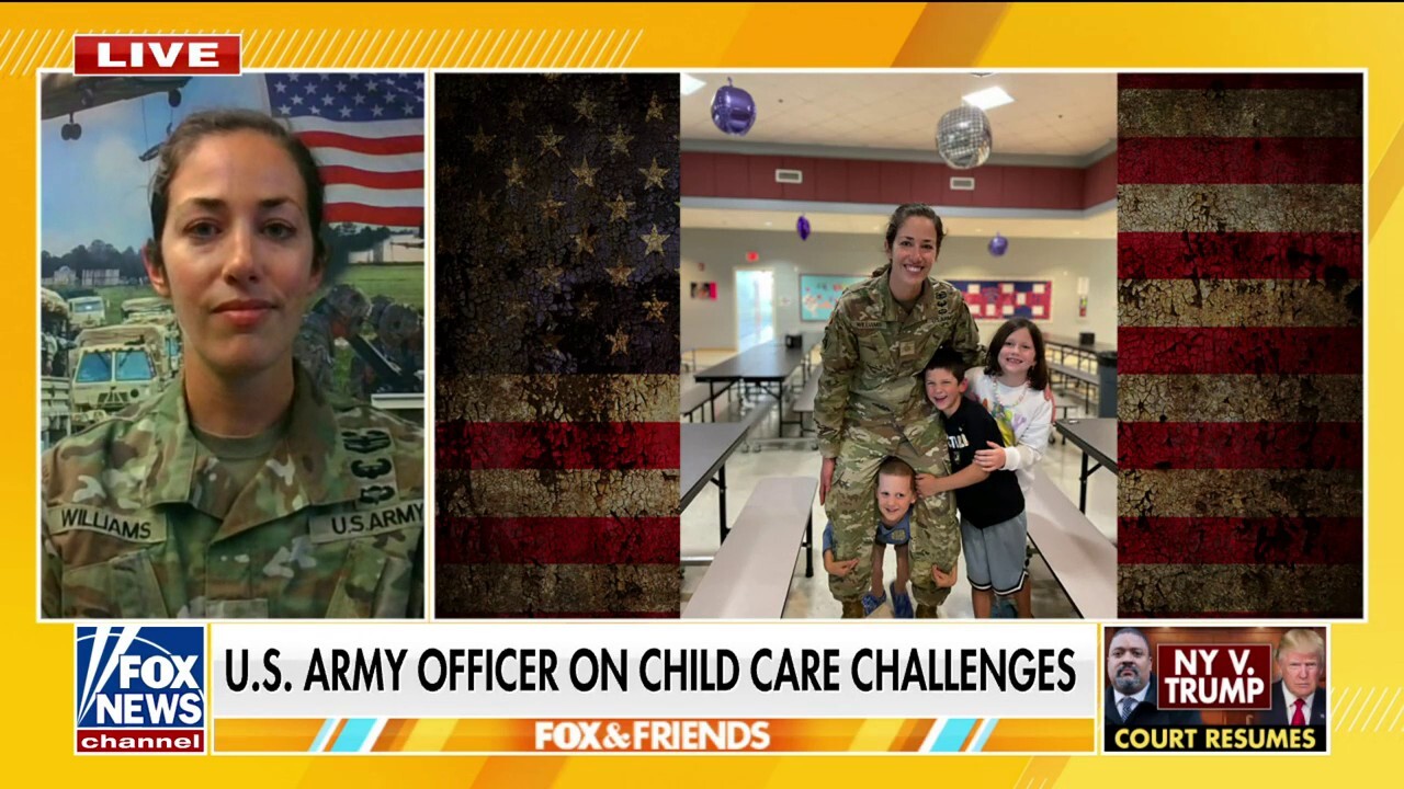 Maj. Erin A. Williams joins 'Fox & Friends' to explain her struggle to secure affordable child care at duty stations as military-run centers feel the impact of the nationwide staffing crisis.
