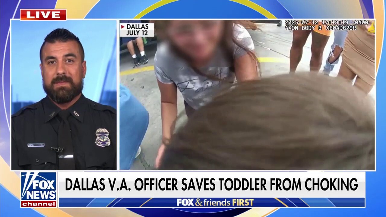 Cpl. Lee Higginbotham joins 'Fox & Friends First' to share his experience saving a toddler from choking and receive a special message from Veterans Affairs Secretary Doug Collins.
