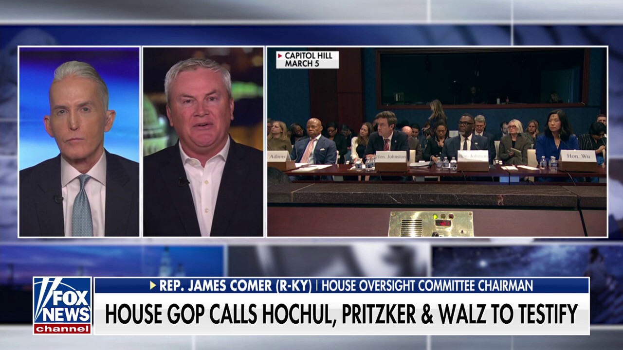 House Oversight Committee chairman Rep. James Comer, R-Ky., outlines how Democratic governors are allegedly violating federal law with their sanctuary policies on 'Sunday Night in America.'