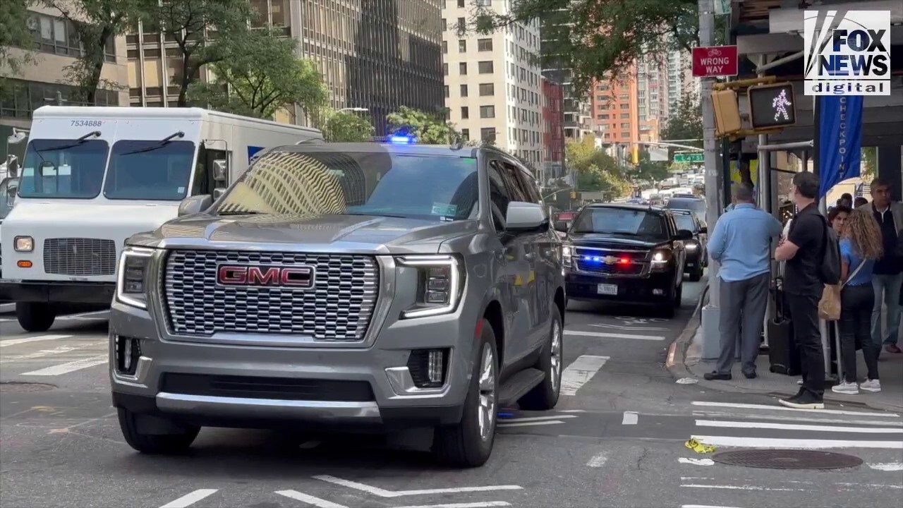 Vehicles are escorted to the United Nations General Assembly 