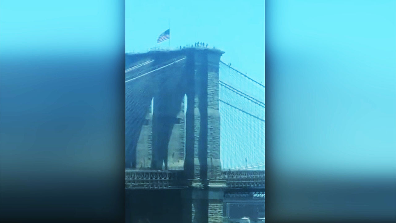 NYPD Special Ops responds to despondent male on Brooklyn Bridge