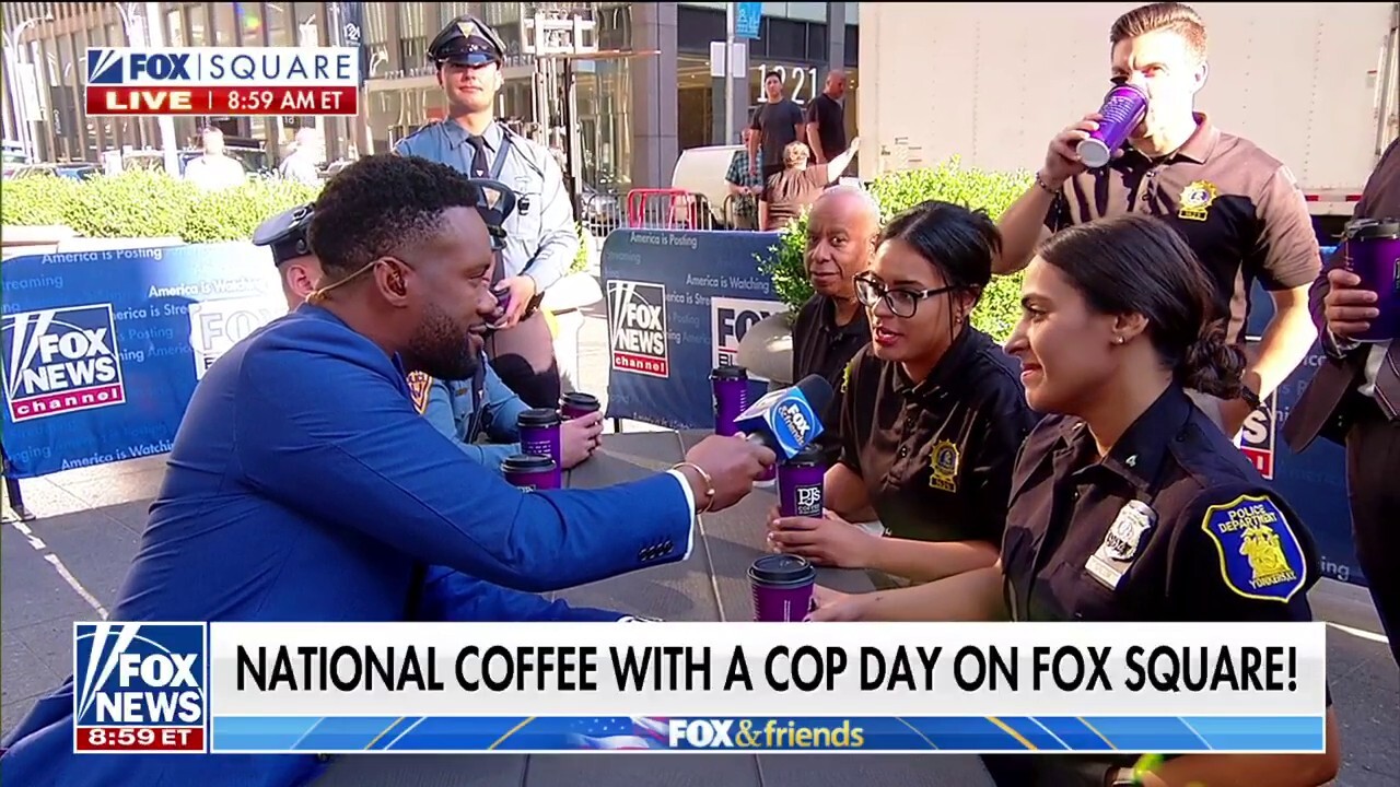 Celebrating National Coffee with a Cop Day at FOX Square