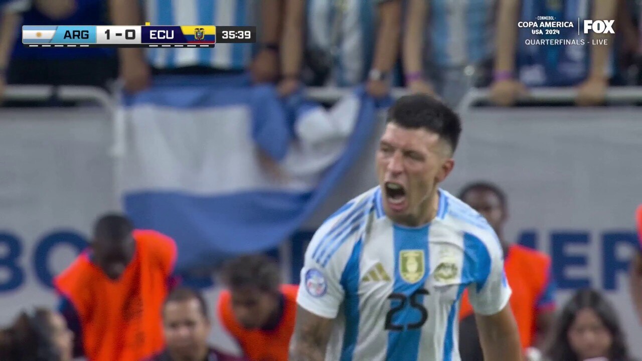 Lisandro Martínez's header gives Argentina a 1-0 lead over Ecuador | 2024 Copa América 