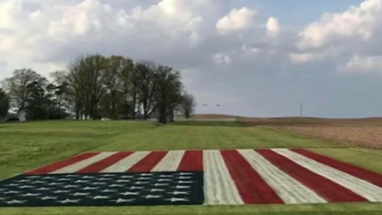 Indiana farmer paints giants American flag on field to salute health care workers