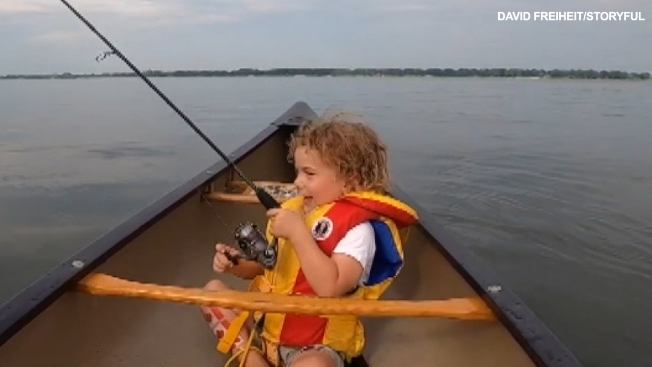 Little boy catches first-ever fish in adorable video