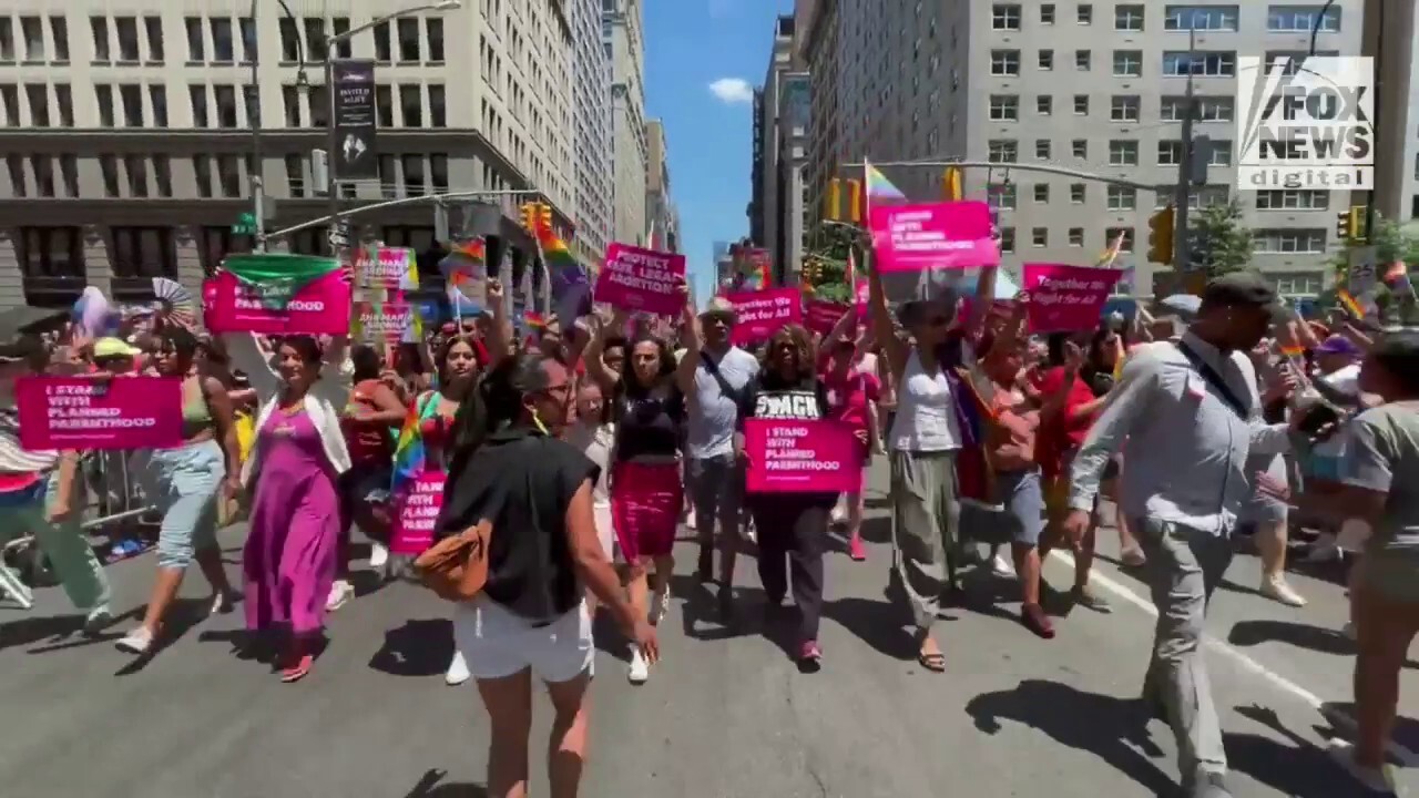 Pro-choice demonstrators march in New York City