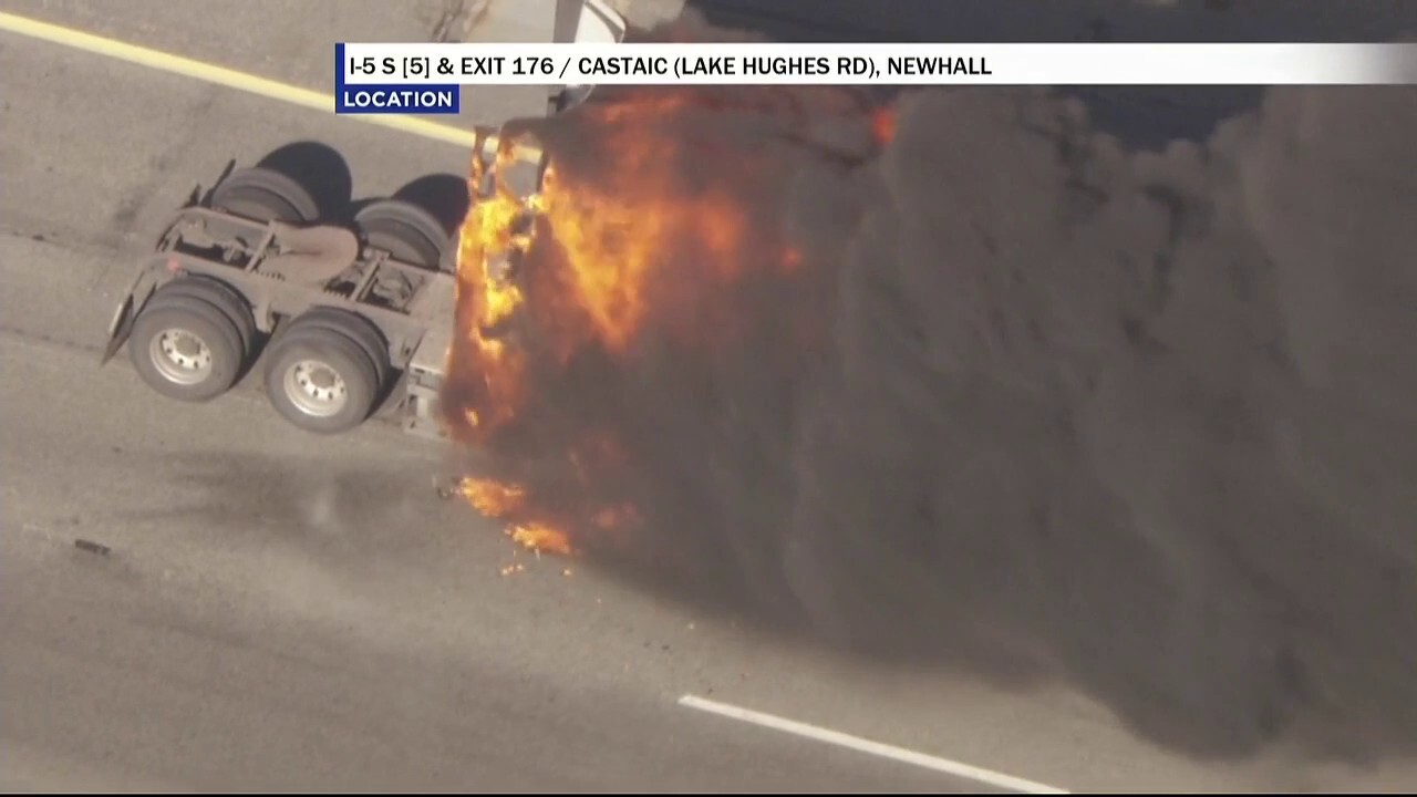 Big rig explodes into flames during California police chase 