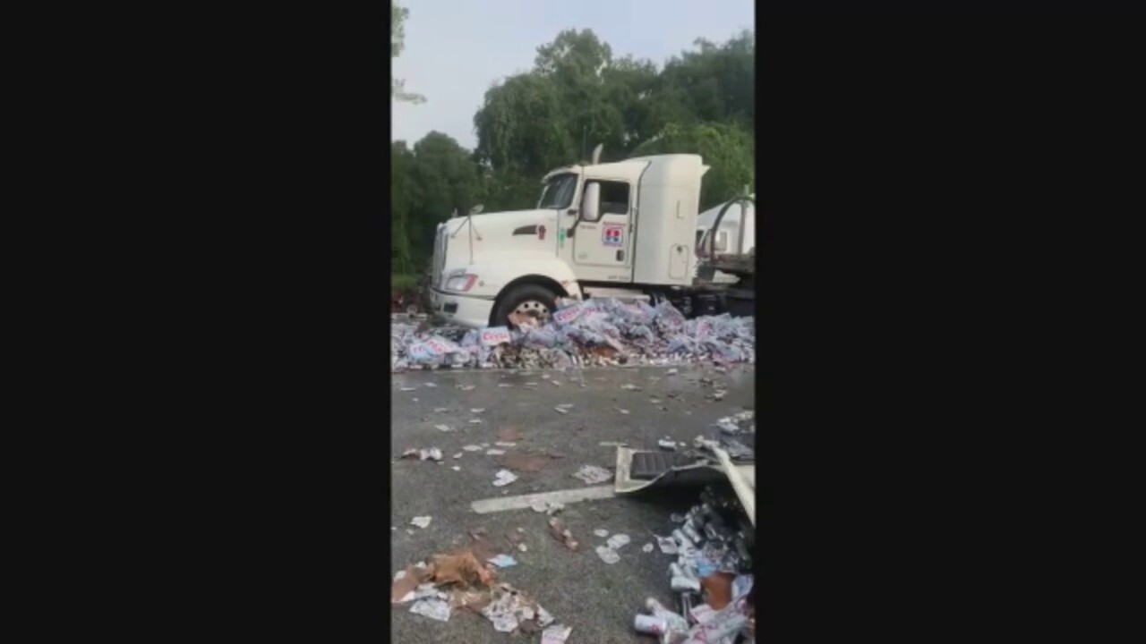 Coors Light beer spills onto Florida highway after accident