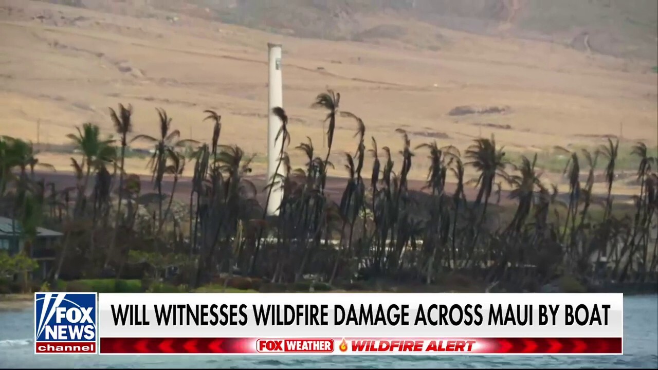 Will Cain witnesses Hawaii wildfire damage by boat