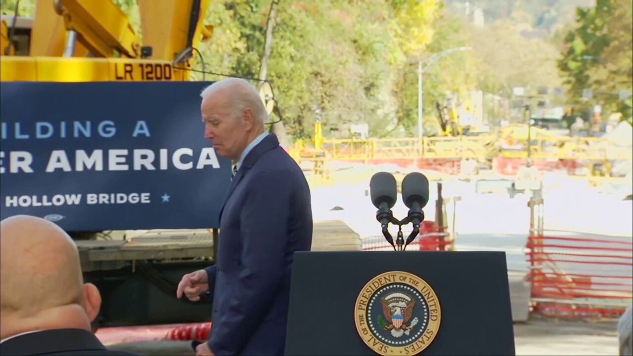 Biden leaves stage after Pittsburgh remarks