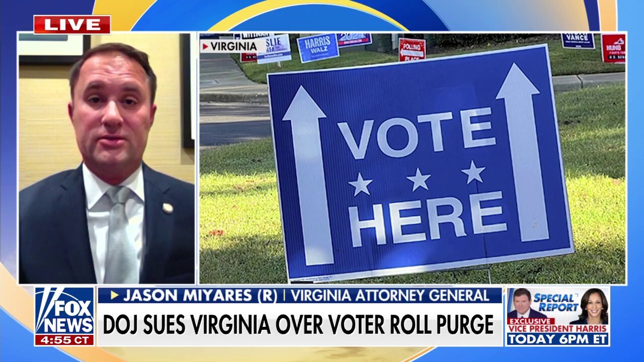 Virginia AG pushes back on DOJ's lawsuit targeting voter roll purge: 'Basic common sense' 