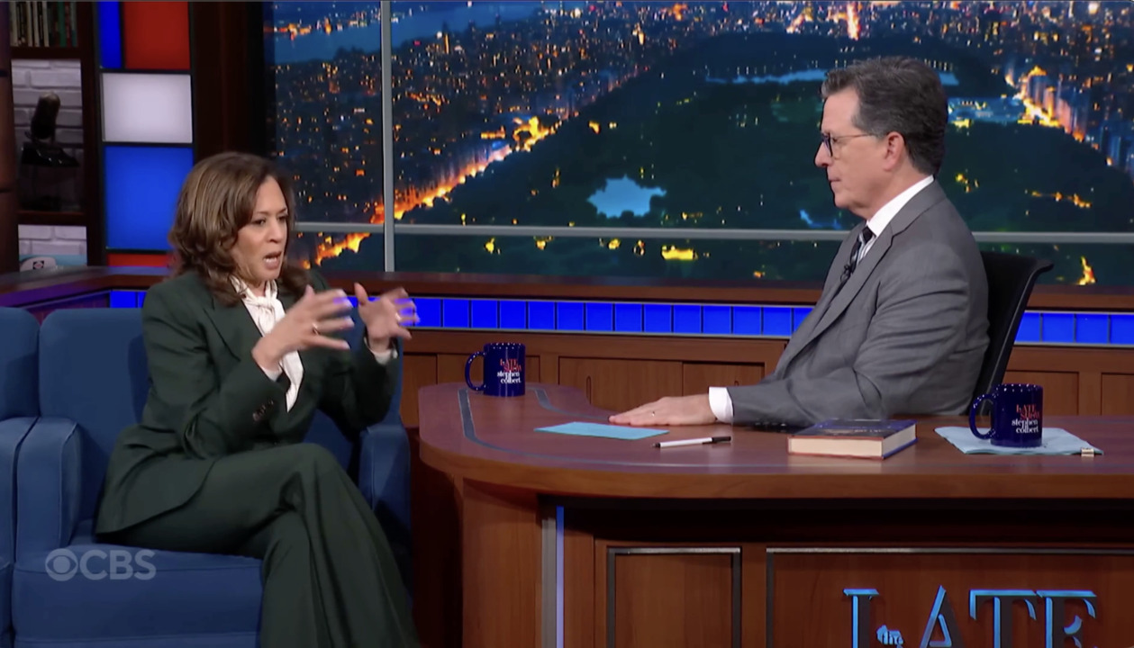 Kamala Harris decries 'broken' system as Colbert wonders if she's quitting politics
