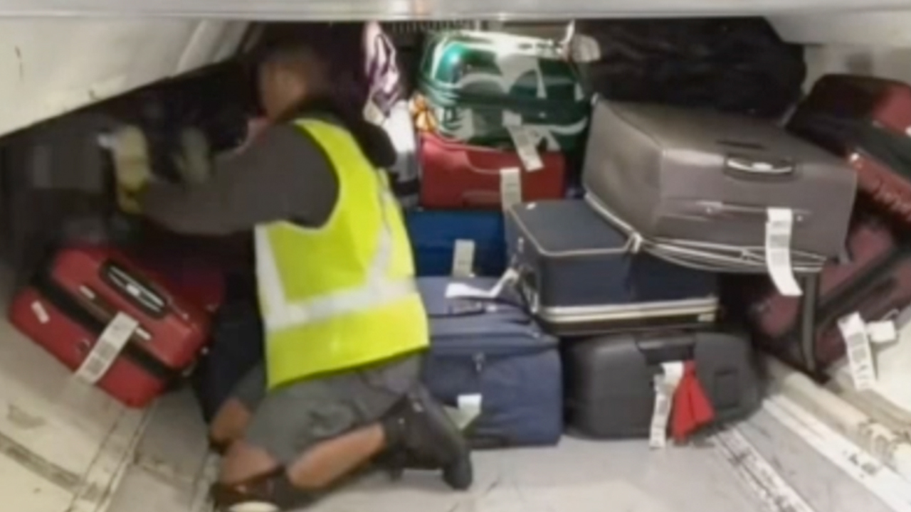 Baggage handler shows off complicated way planes are loaded