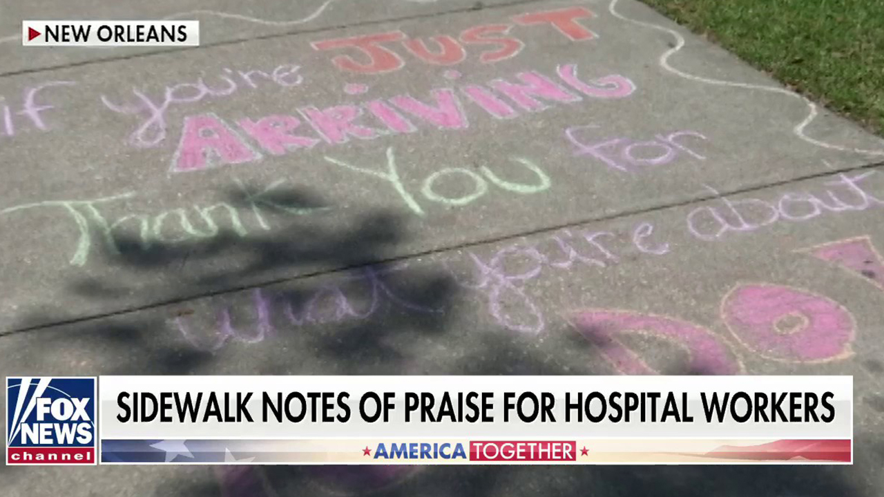 Notes drawn on sidewalks bring joy to health care workers during coronavirus crisis