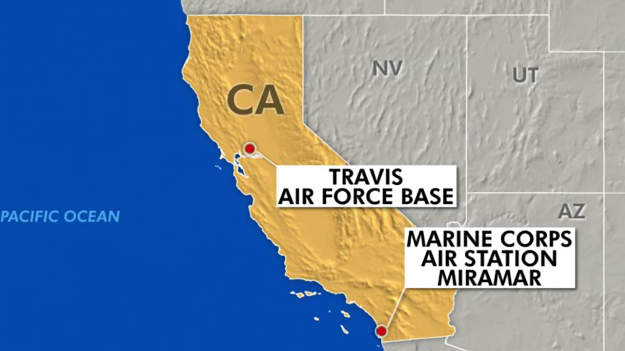 Two planes carrying American coronavirus evacuees from Wuhan, China, land at Travis Air Force Base in Solano County, California; William La Jeunesse reports.