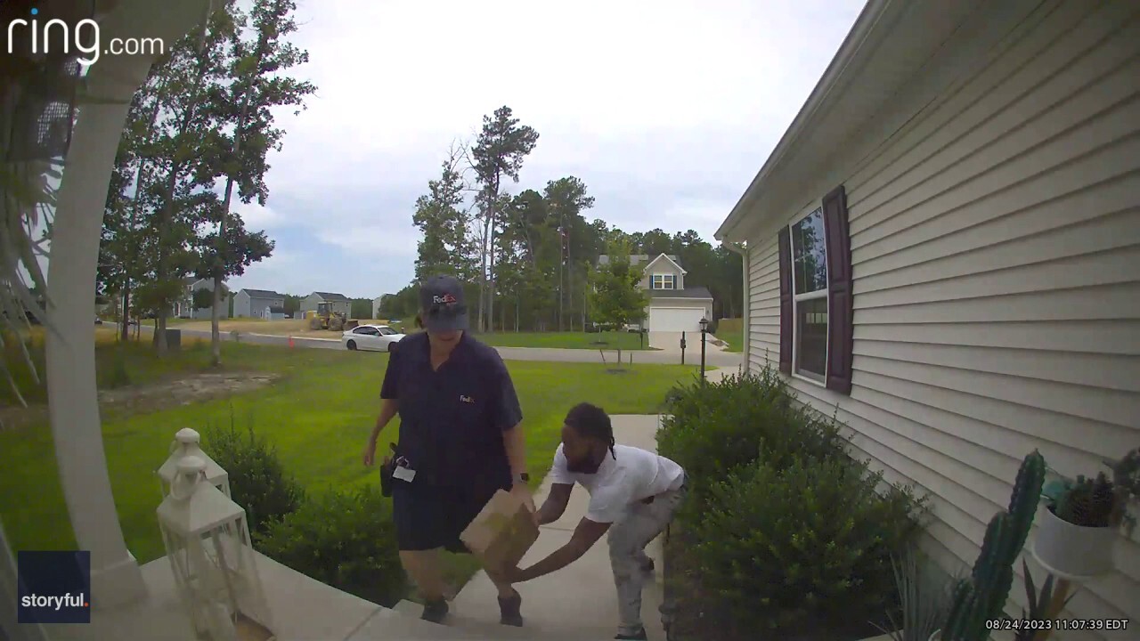 In shocking video, man is seen stealing package right out of delivery driver’s hand