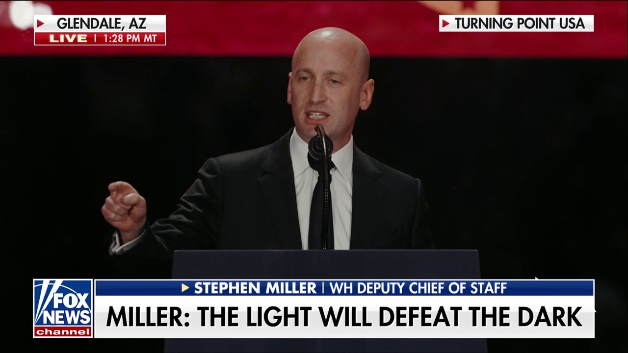 Stephen Miller says ‘we will prevail over the forces of wickedness’ during tribute to Charlie Kirk