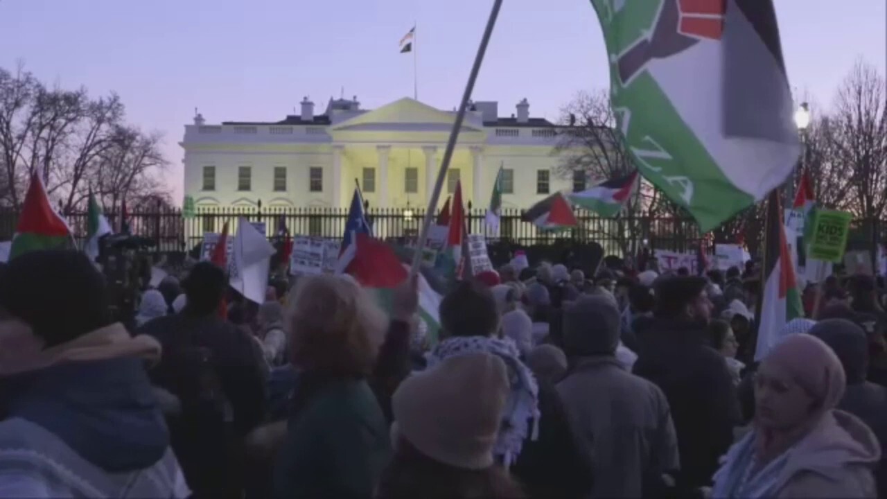 Pro-Palestinian rioters swarm outside White House, hurl objects at police hours after US launches Yemen strikes