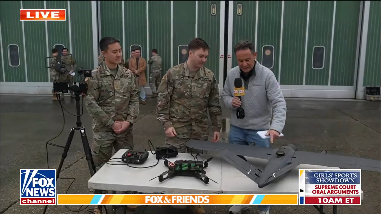 Brian Kilmeade reports from Clay Kaserne Army Base in Wiesbaden, Germany, as U.S. troops showcase Blackhawk helicopters, autonomous drones and battlefield technology amid the ongoing Ukraine war.