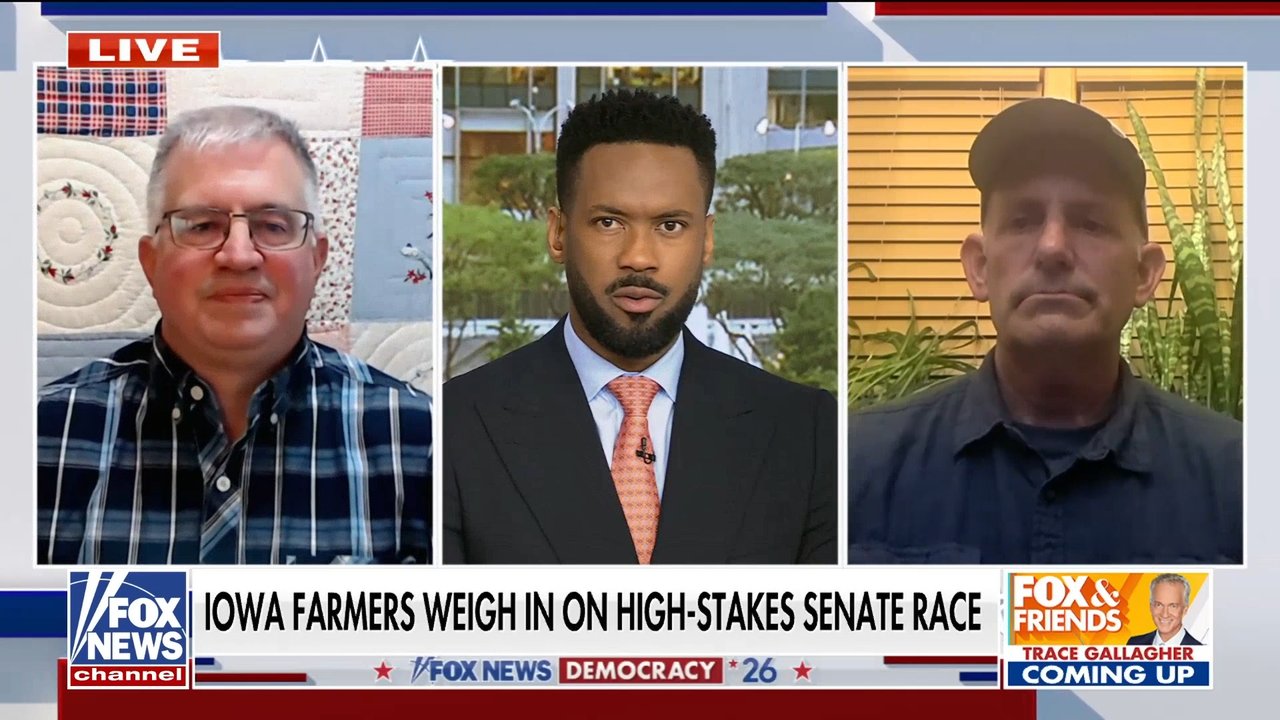 Iowa Farmers Union President Aaron Lehman and Iowa farmer Chris Perdue outline rising agricultural costs and the Senate race between Republican Ashley Hinson and Democrat Josh Turek.