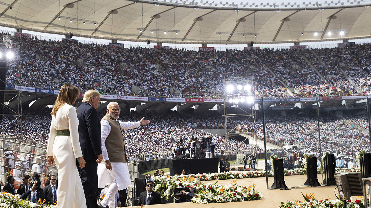 Namaste Trump: President holds India rally at world's largest cricket stadium