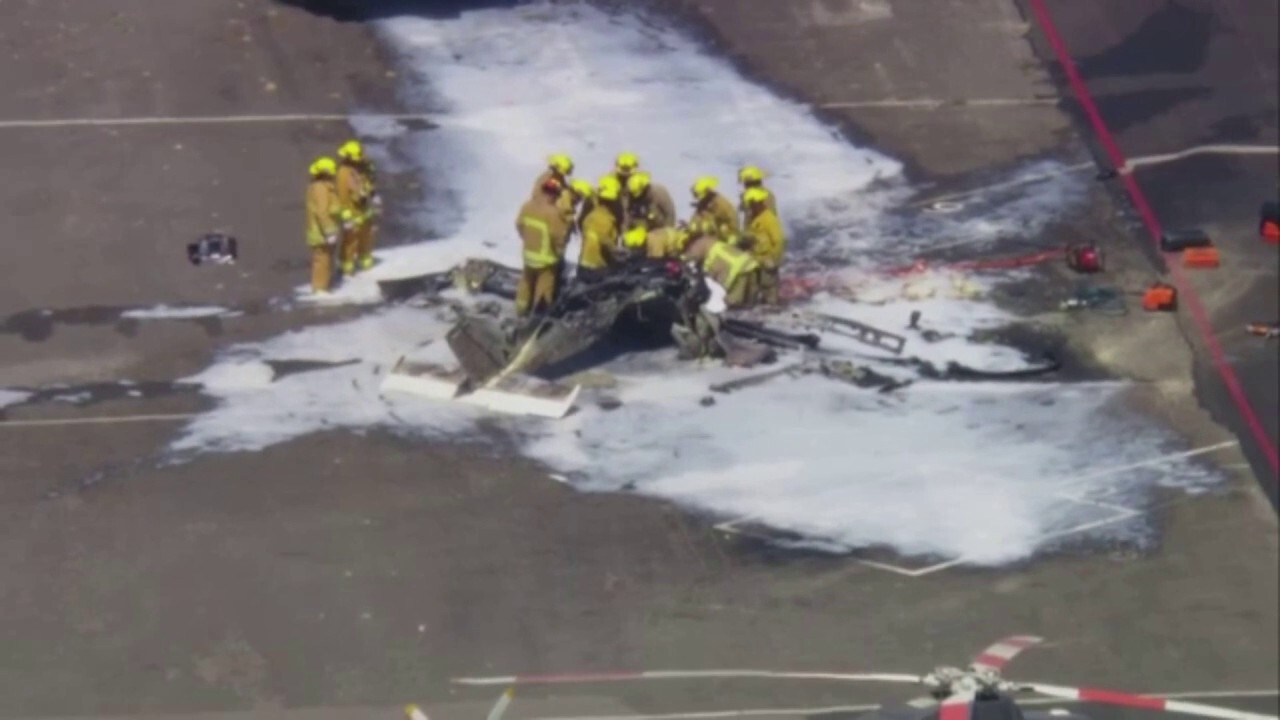 Los Angles firefighters responding to plane crash at Van Nuys Airport that killed 2