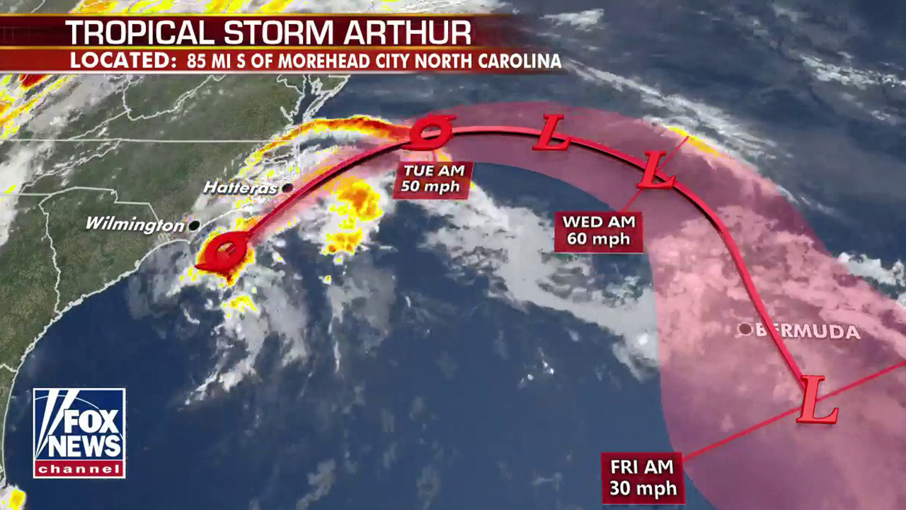 Tropical Storm Arthur approaches North Carolina coastline